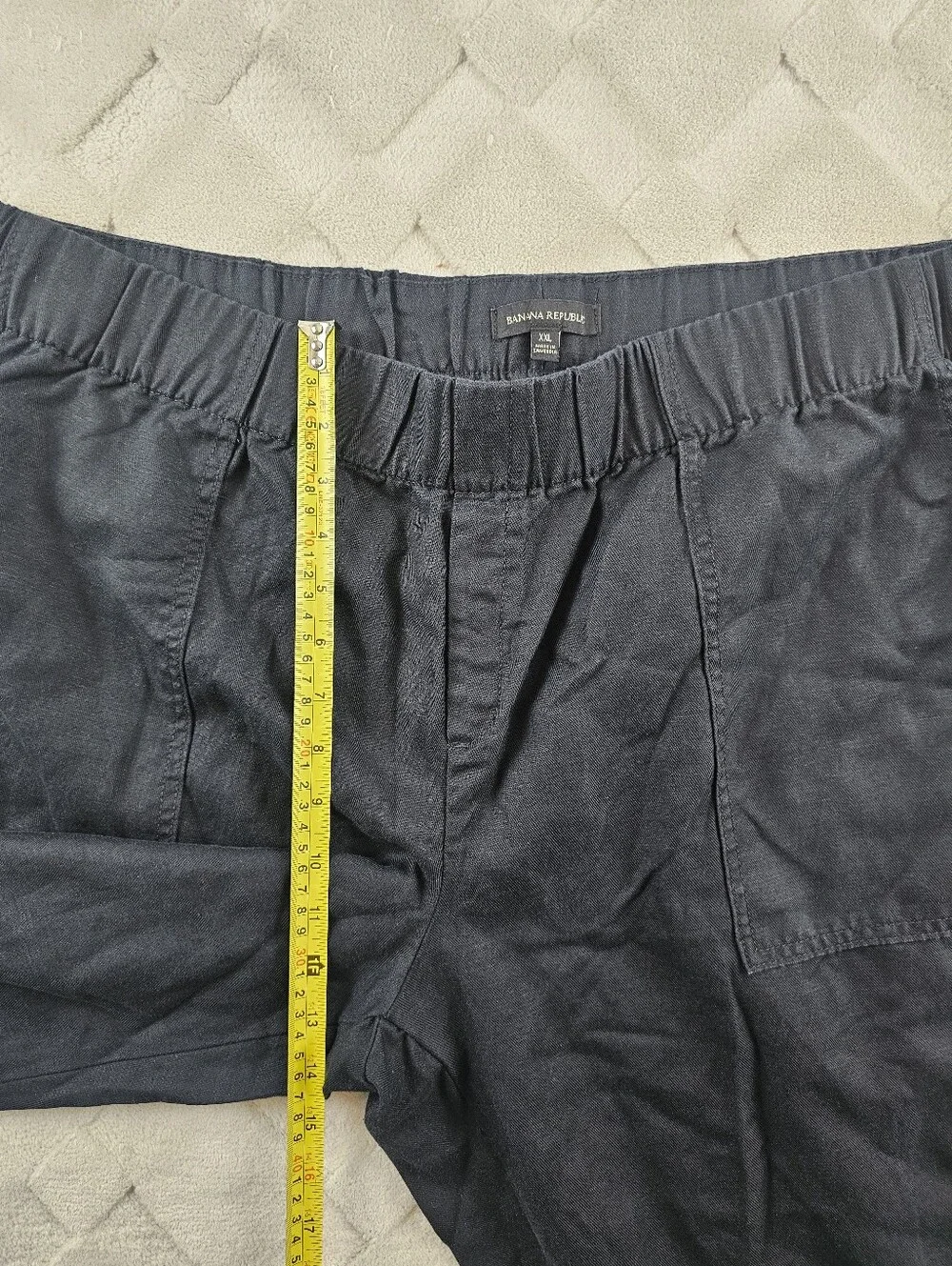 Banana Republic Black Cropped Pull-On Pants Womens 2XL Linen Blend